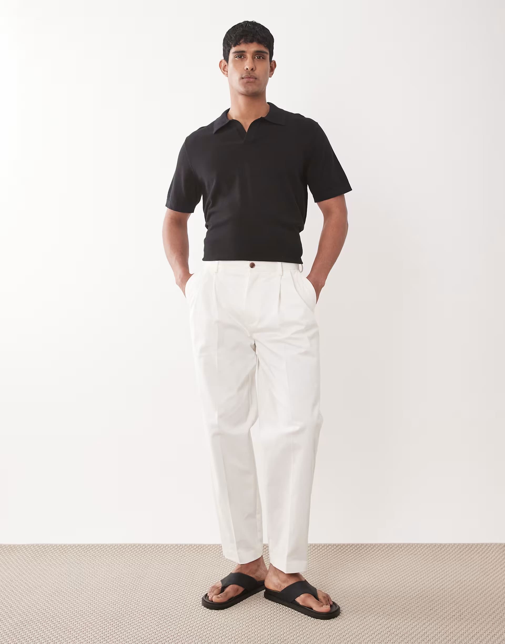 ASOS ASOS White Cotton Rich Oversized Tapered Chino Trousers