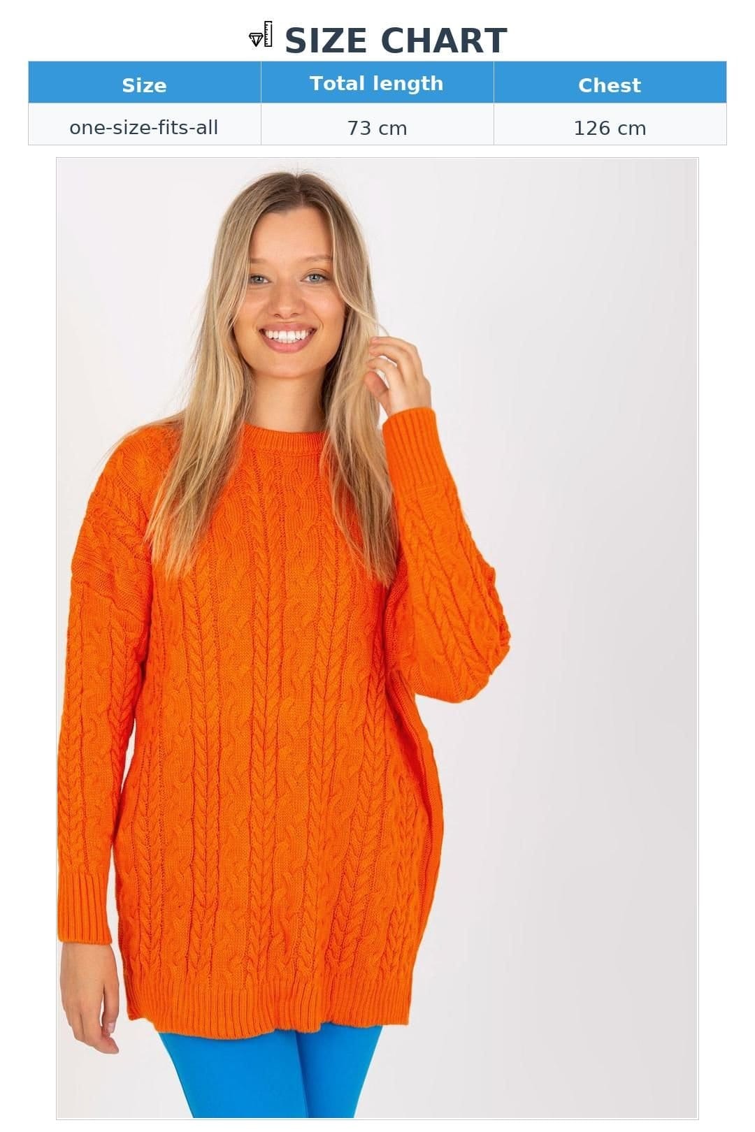 Love Lace Love Lace Women's Long Sleeve Round Neck Long Jumper Sweater in Orange - 4