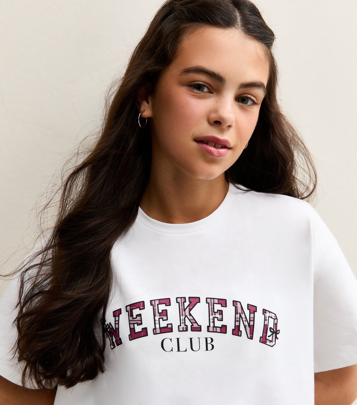 New Look Girls' White Weekend Club Print and Checked Shorts Pyjama Set New Look - 2