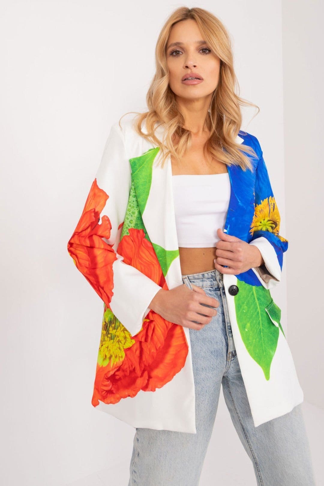 Love Lace White Floral Print Blazer