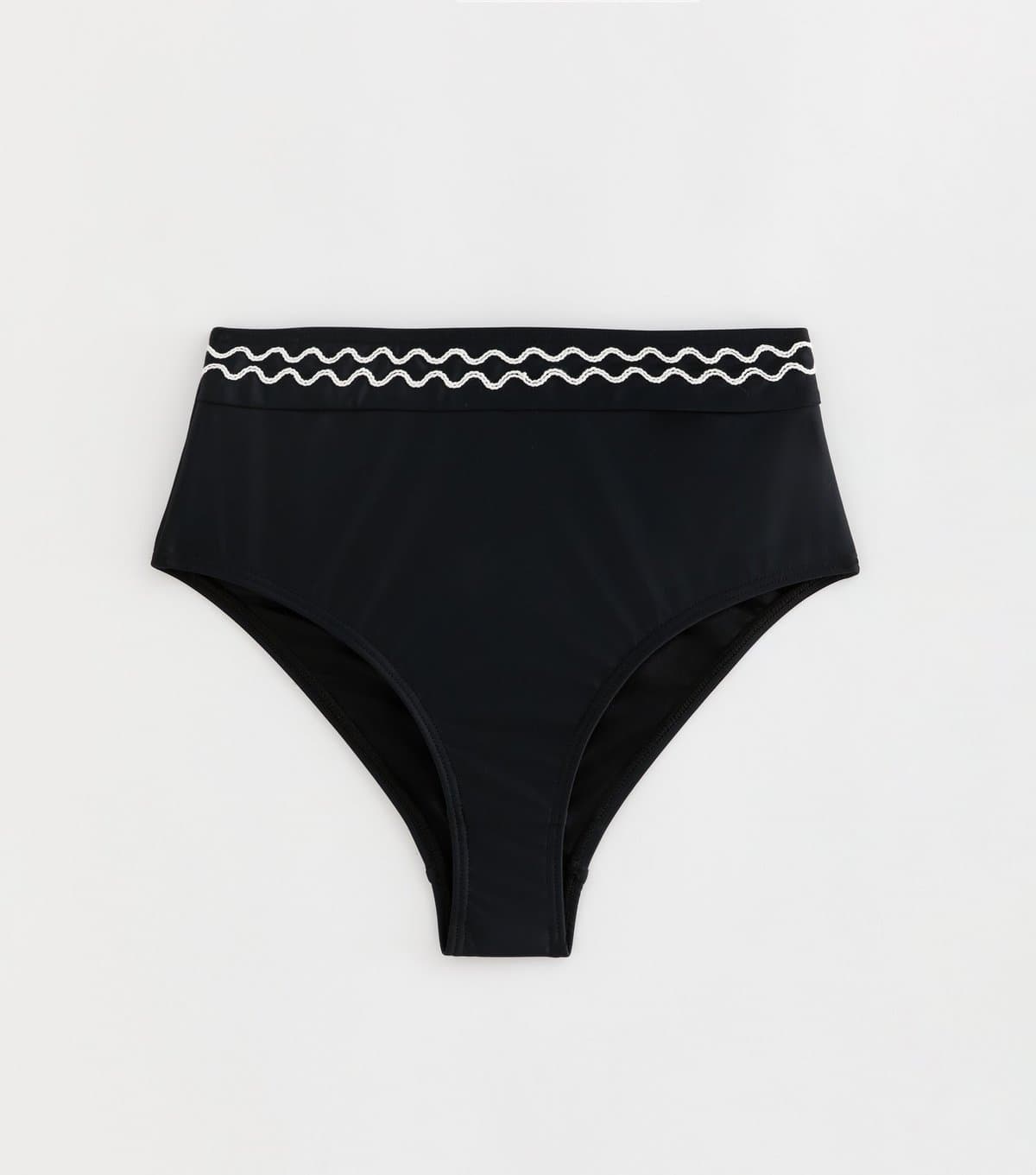 New Look Women's Black Wavy Trim High Waist Bikini Bottoms New Look