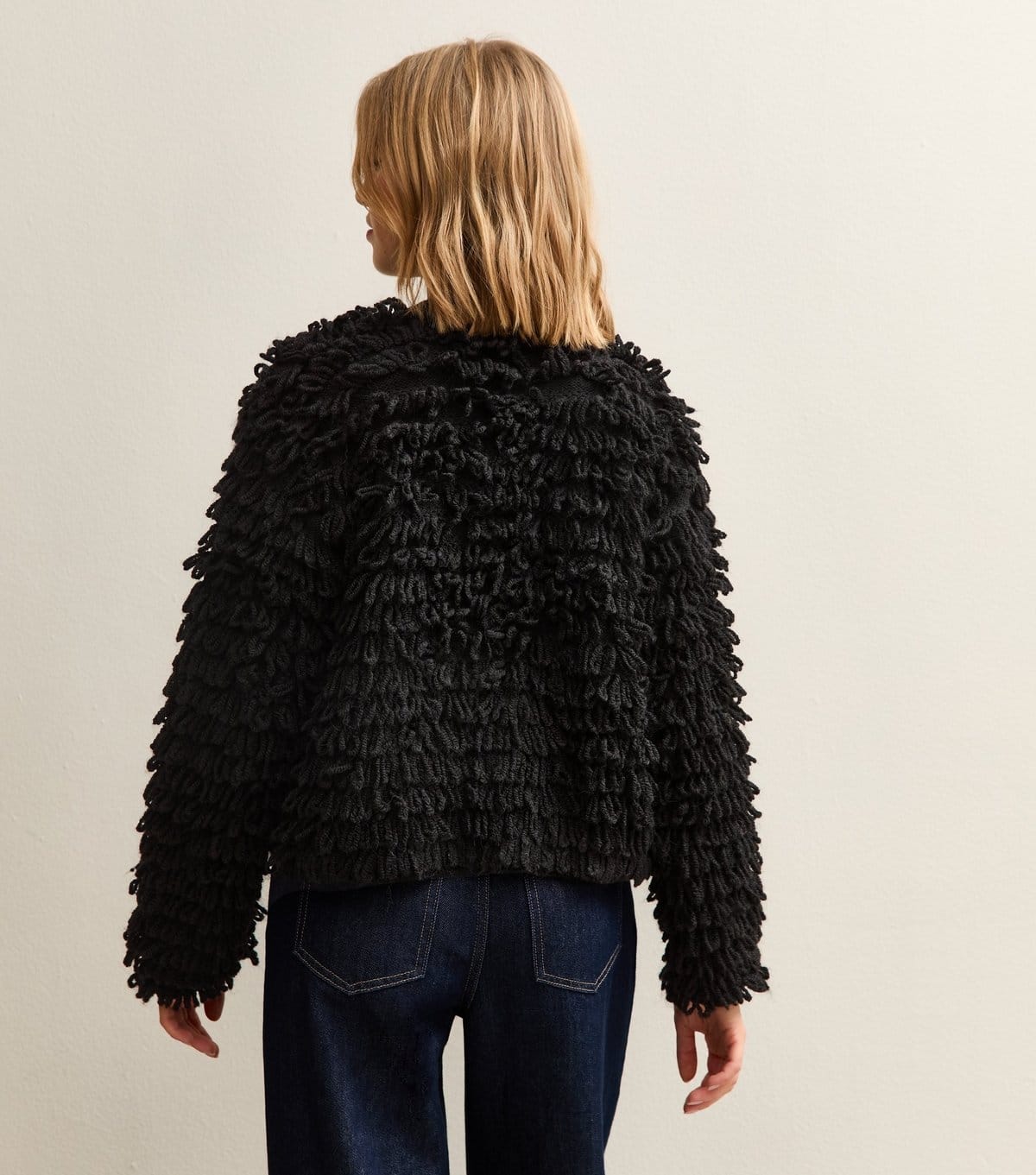 New Look Women's Black Textured Weave Knit Long Sleeve Cardigan New Look - 4