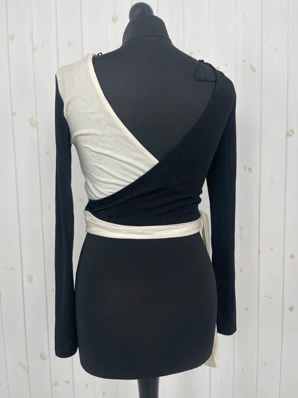 River Island River island black & cream long sleeve top