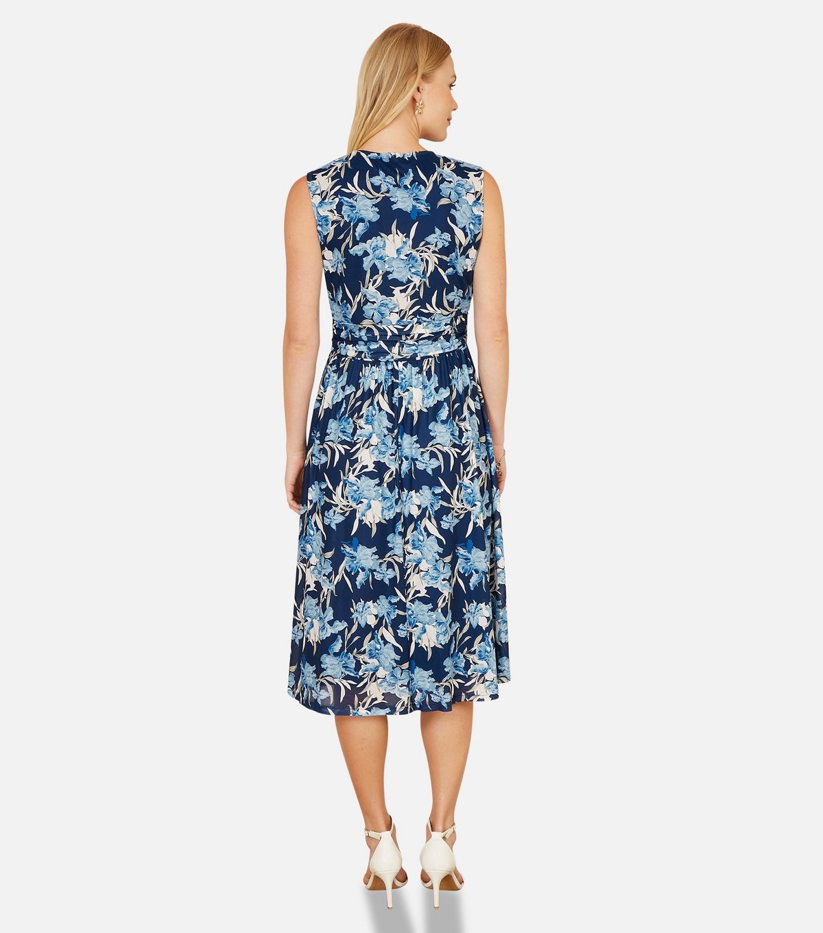 Yumi Women's Blue Floral Print Wrap Front Midi Dress Yumi New Look - 4
