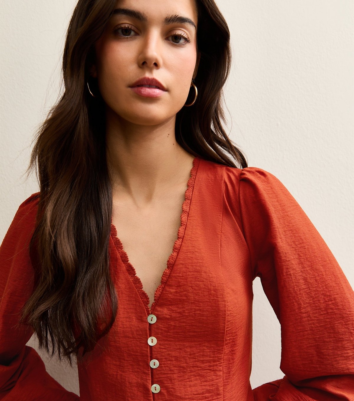 New Look Women's Dark Red Long Sleeve Godet Mini Dress New Look - 3