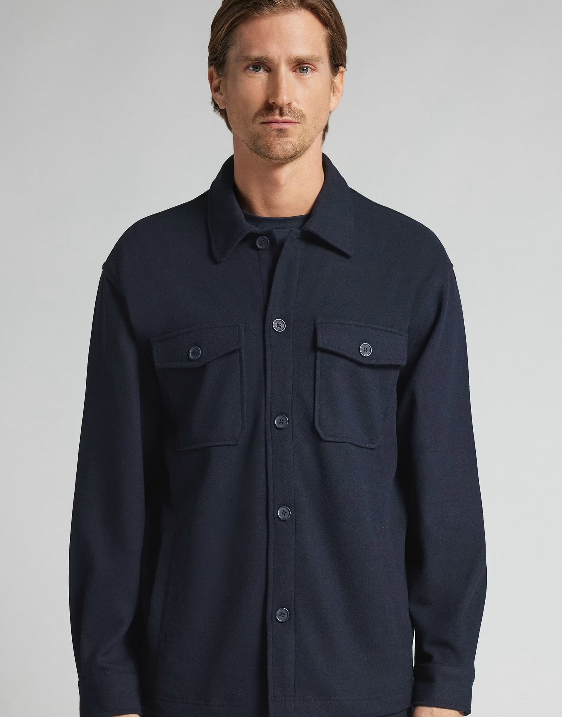 ASOS Intimissimi Overshirt jacket with buttons in dark blue