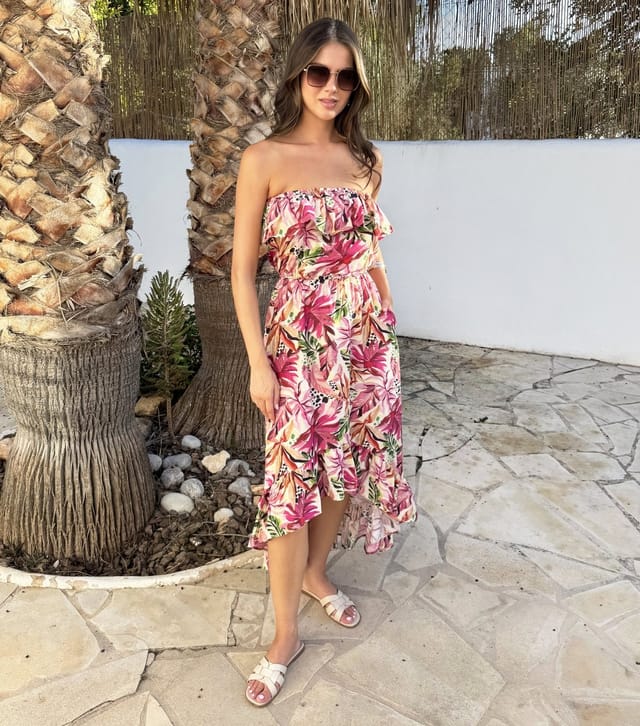 AX Paris Women's Multicoloured Tropical Floral Bandeau Midi Dress AX Paris New Look - 2