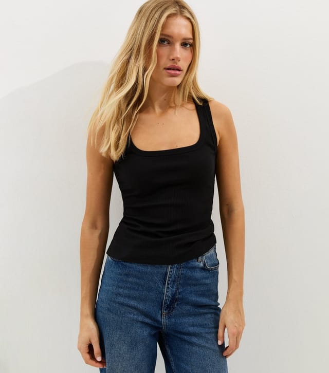 New Look Women's Black Square Neck Vest Top New Look - 3
