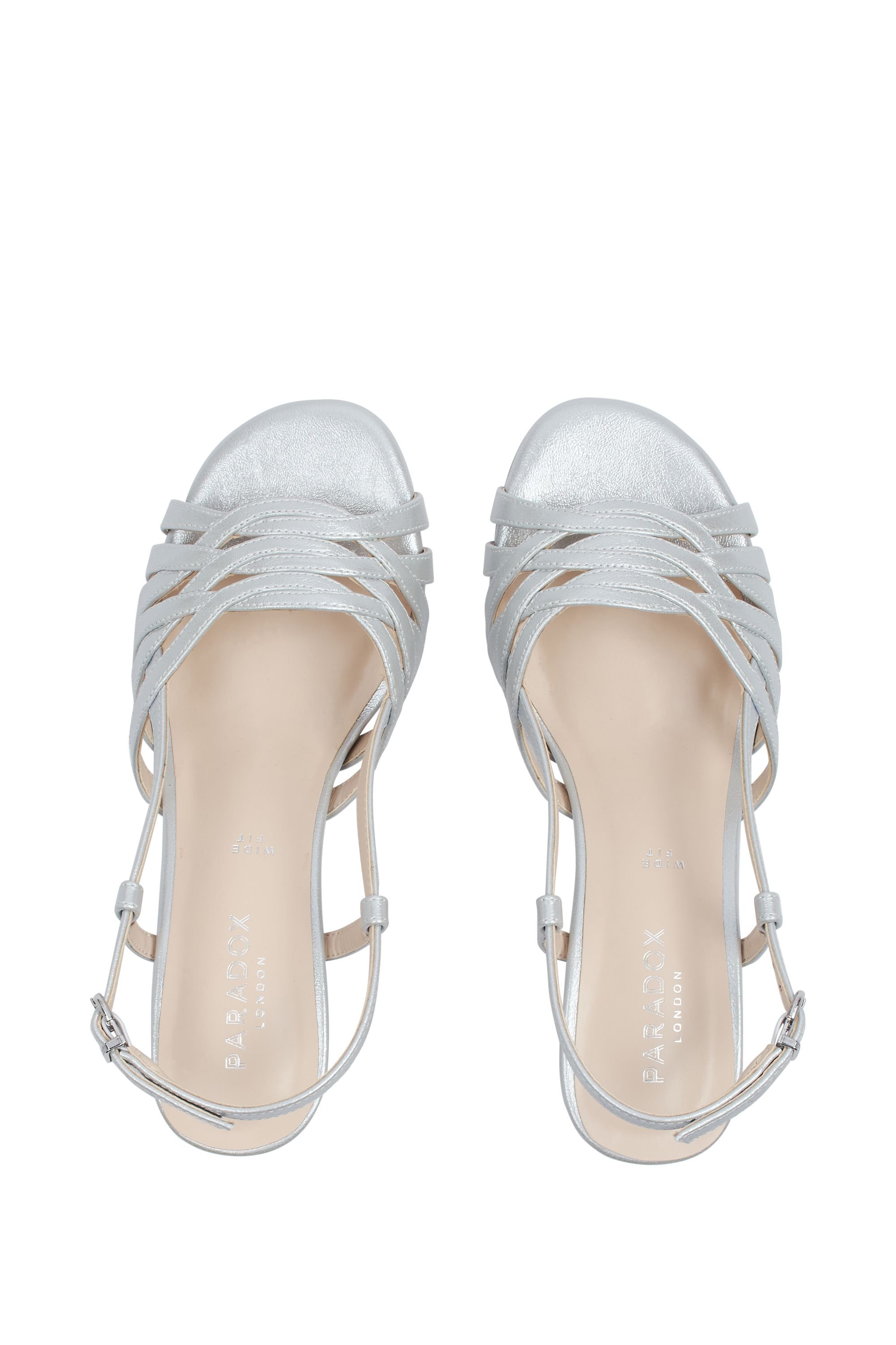 Paradox London Paradox London Women's 'Nicolette' Wide Fit Block Heel Sandal in Silver - 3