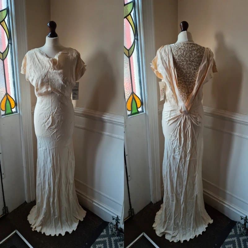 ASOS Bnwt asos sample bridal wedding dress 10 cream retro fitted cowl Pippa Middleton 20s beaded