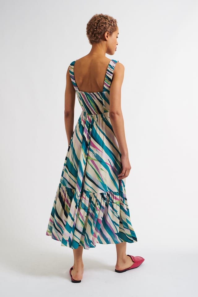 Louche Louche Women's Jema Diagonal Wave Print Midi Sundress - 2