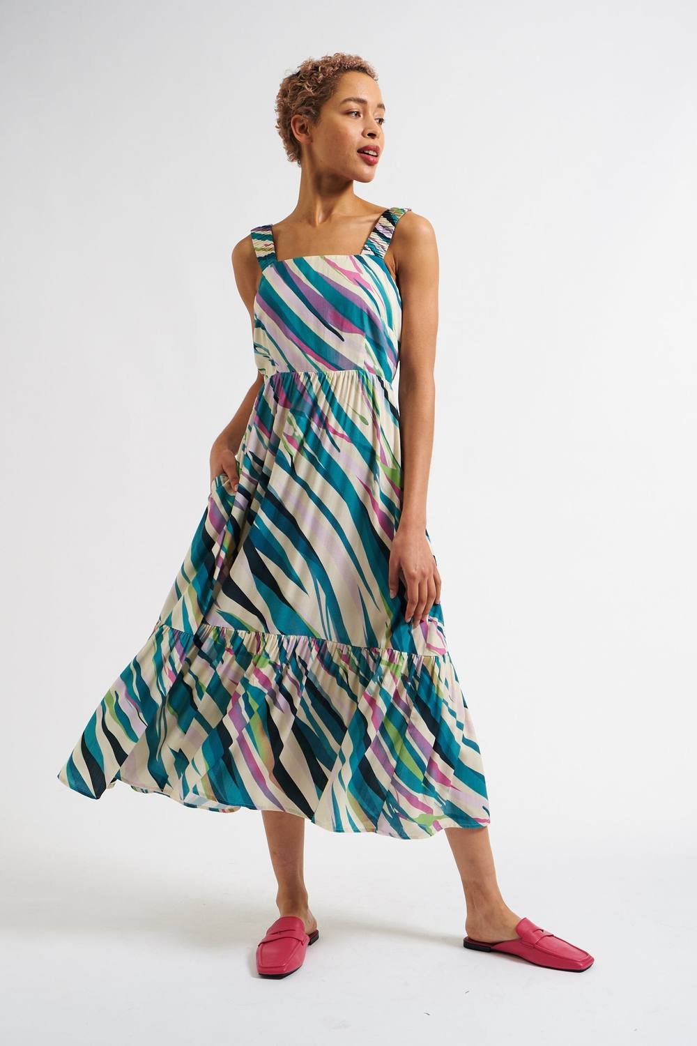 Louche Louche Women's Jema Diagonal Wave Print Midi Sundress - 3