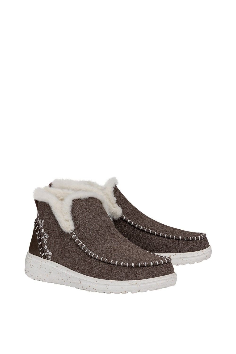 HEYDUDE HEYDUDE Women's Denny Wool Faux Shearling Boots in Walnut - 2