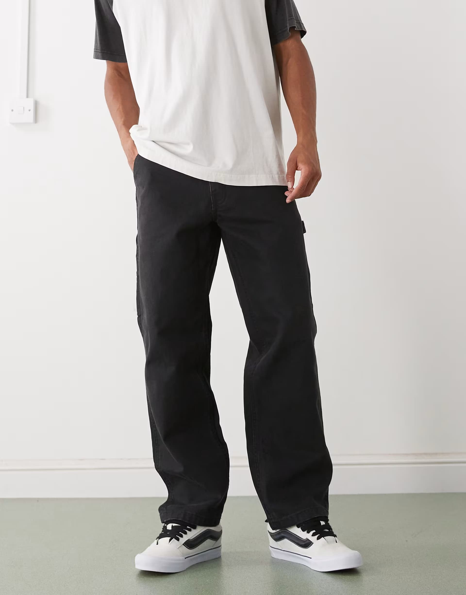 ASOS Vans Drill chore carpenter loose vintage wash in black