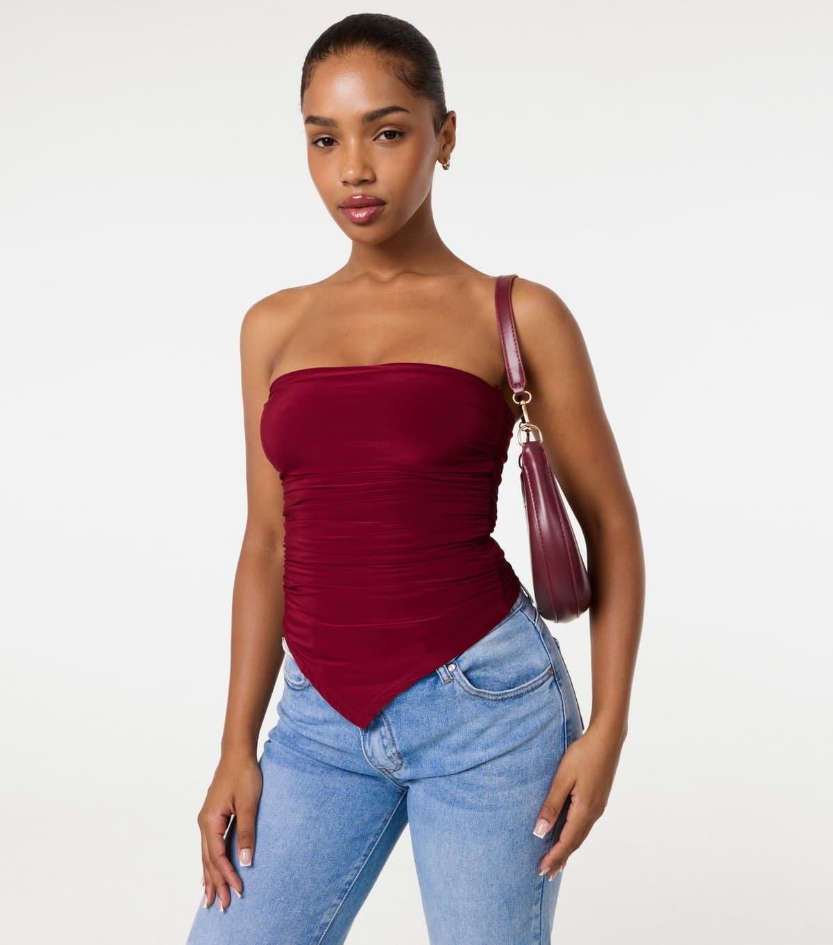 Pink Vanilla Pink Vanilla Burgundy Slinky Jersey Bandeau Top