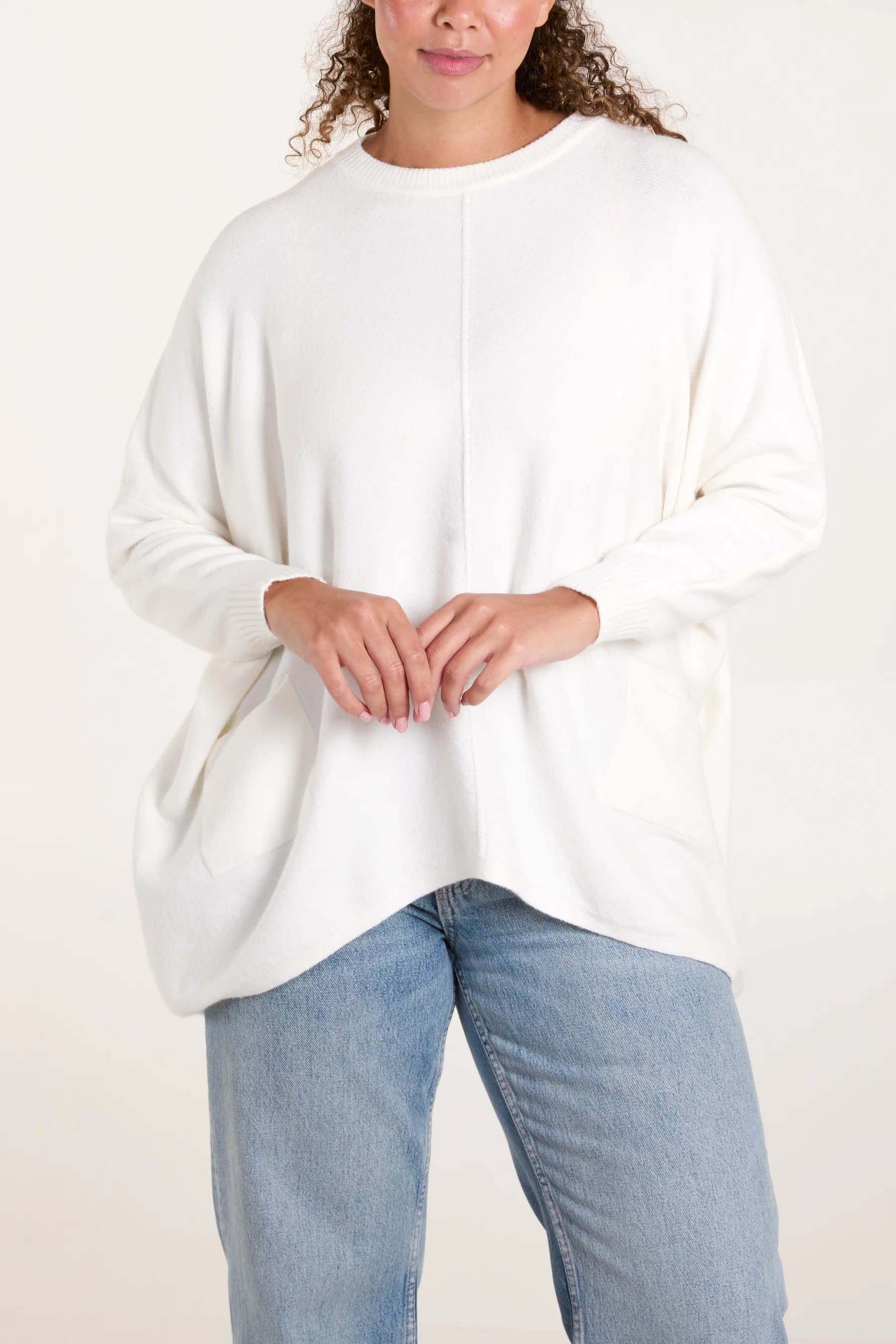 Blue Vanilla Round Neck Pocket Jumper