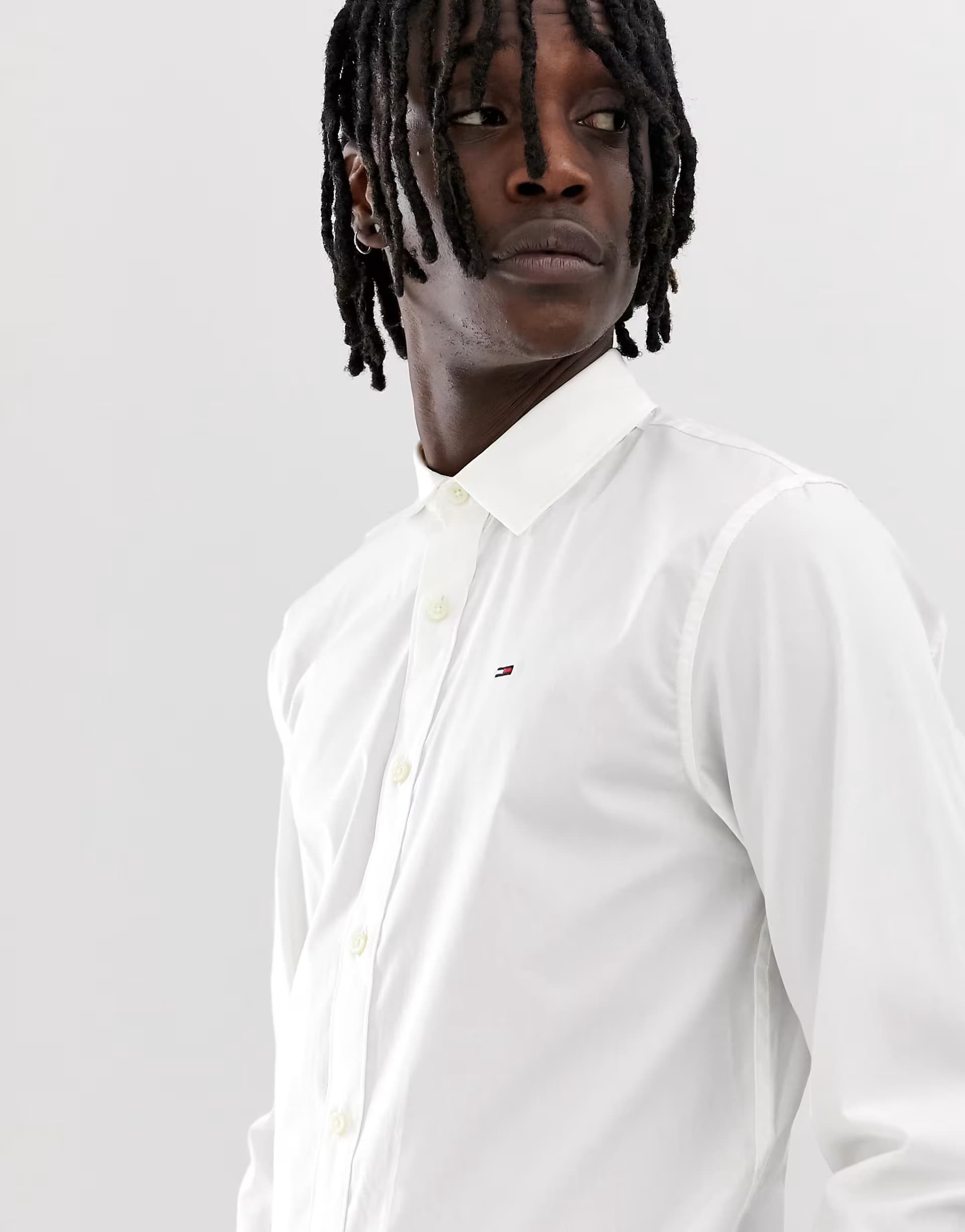 ASOS Tommy Jeans slim fit stretch shirt in white