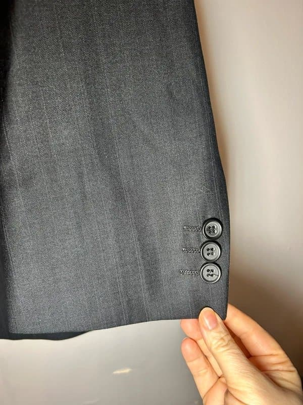 Jack Reid Jack Reid Black Pinstripe Suit Jacket Blazer 46” Chest XL Formal Smart