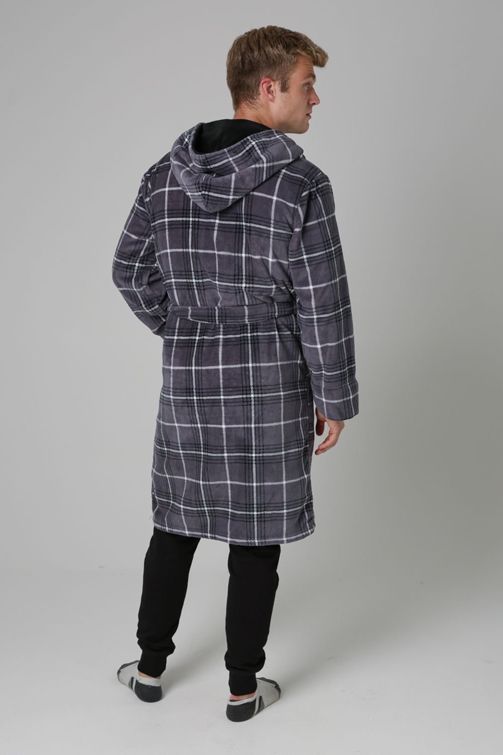 Tokyo Laundry Tokyo Laundry Men's Check Print Dressing Gown in Grey - 2