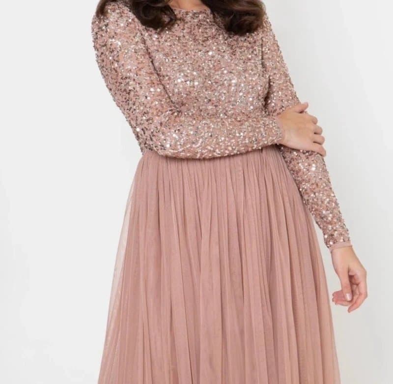 ASOS Maya Deluxe ASOS Women's mauve embellished maxi dress UK Size 22