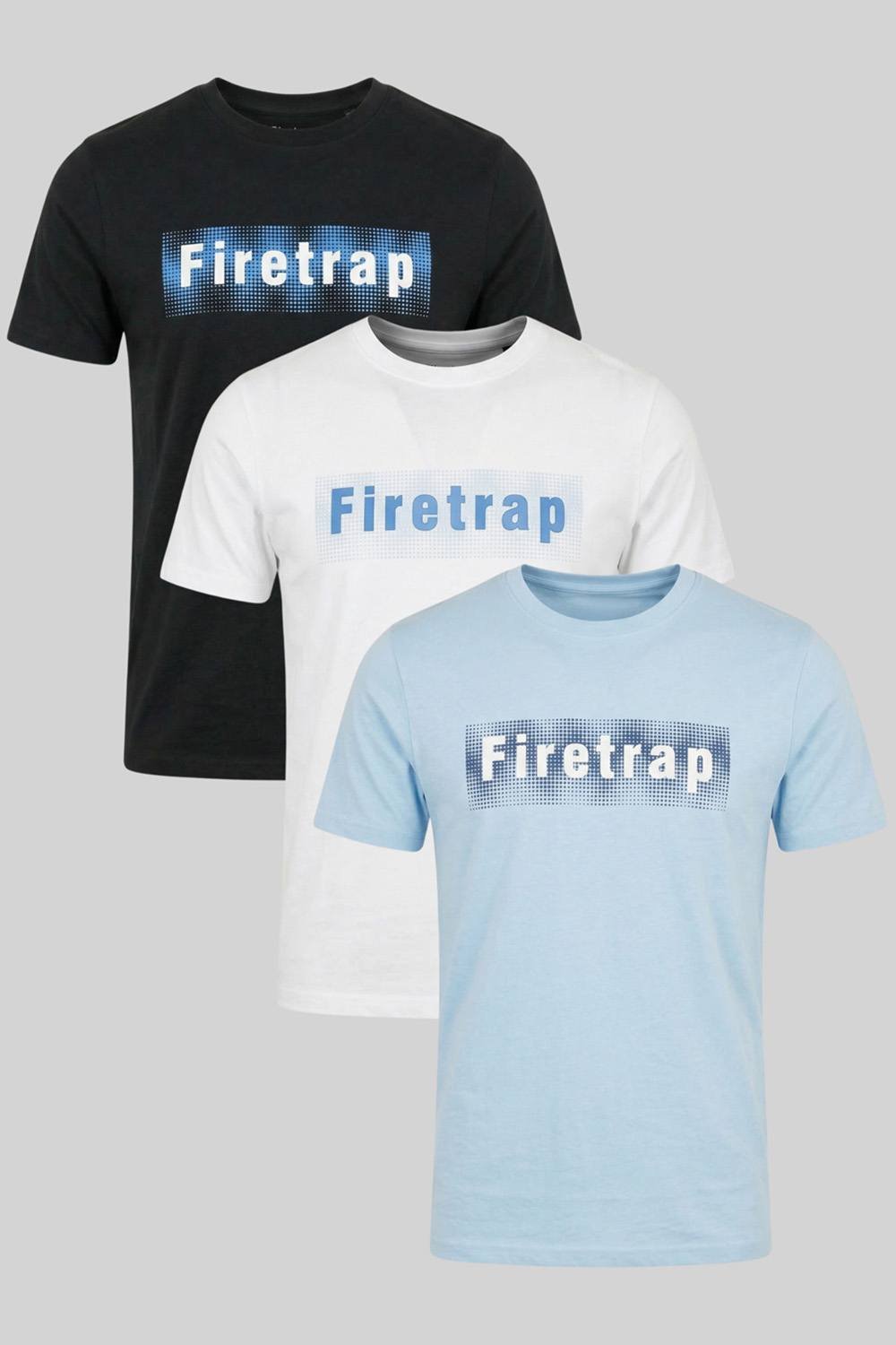 Firetrap Firetrap Men's 3 Pack Regular Fit Cotton Graphic Crew Neck T-Shirts - 2