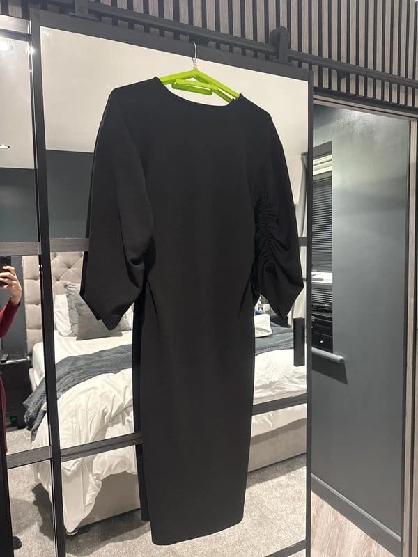 ASOS Black Crepe Ruched Midi Dress UK12