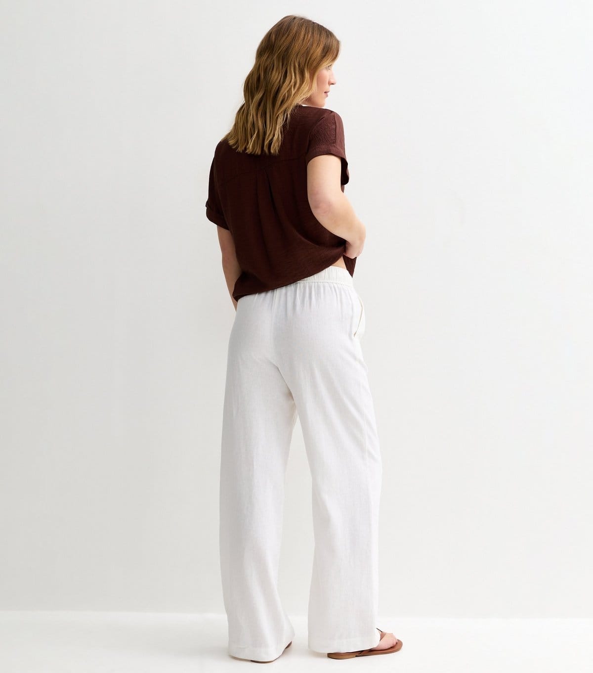 New Look Women's White Linen Blend Wide Leg Trousers New Look - 4