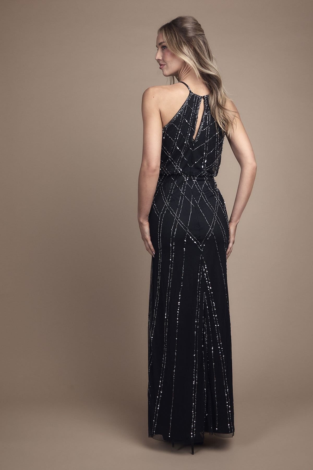 Oasis Oasis Women's Sleeveless Sequin Maxi Bridesmaid Dress in Black - 4