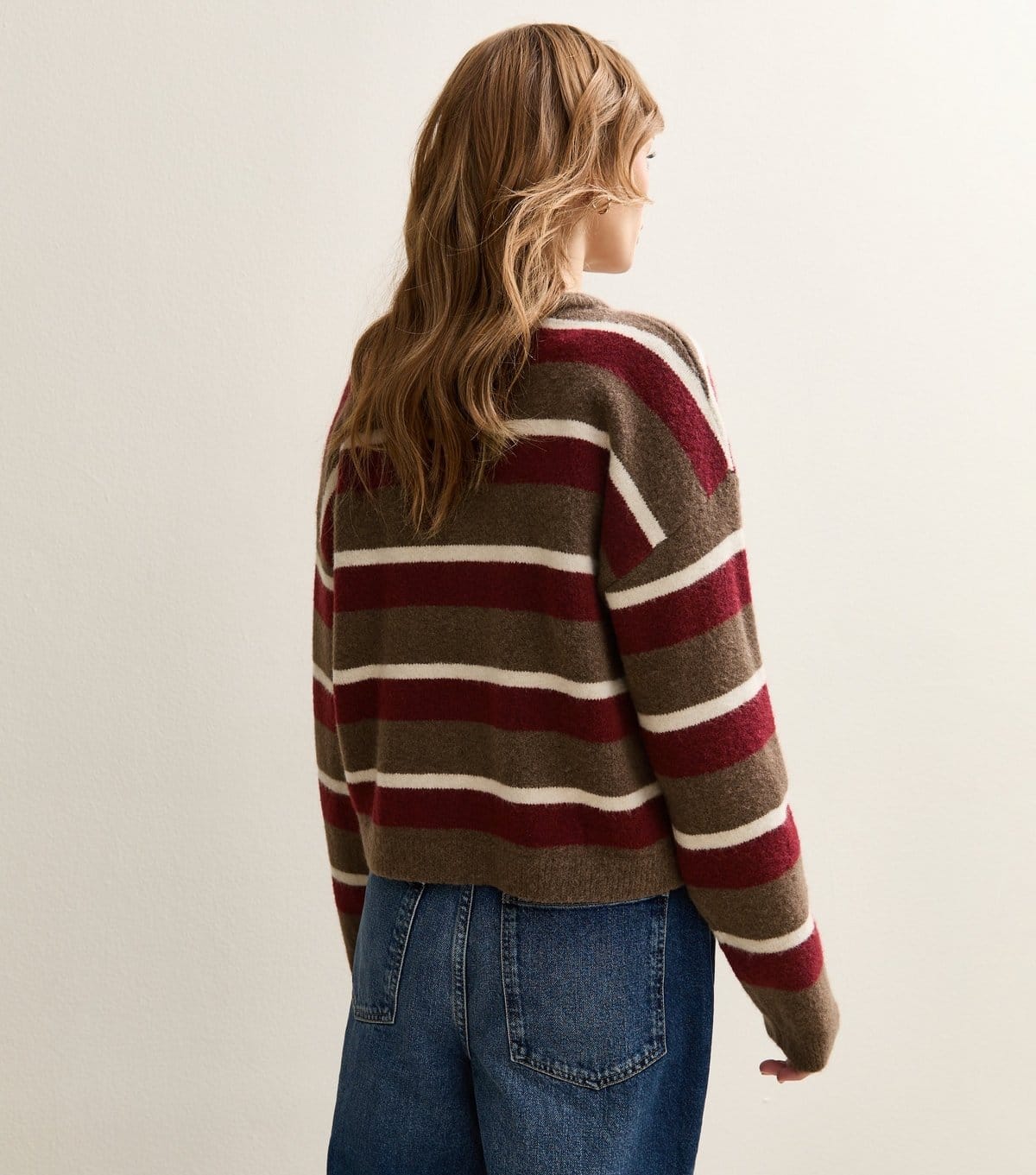 New Look Women's Brown Striped Crew Neck Cardigan New Look - 4