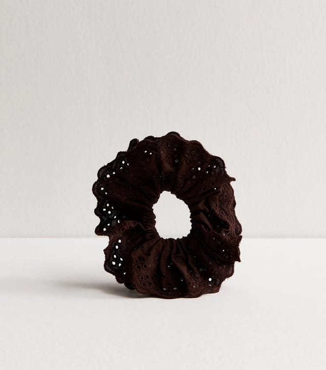 New Look Brown Broderie Anglaise Frill Scrunchie New Look - 2