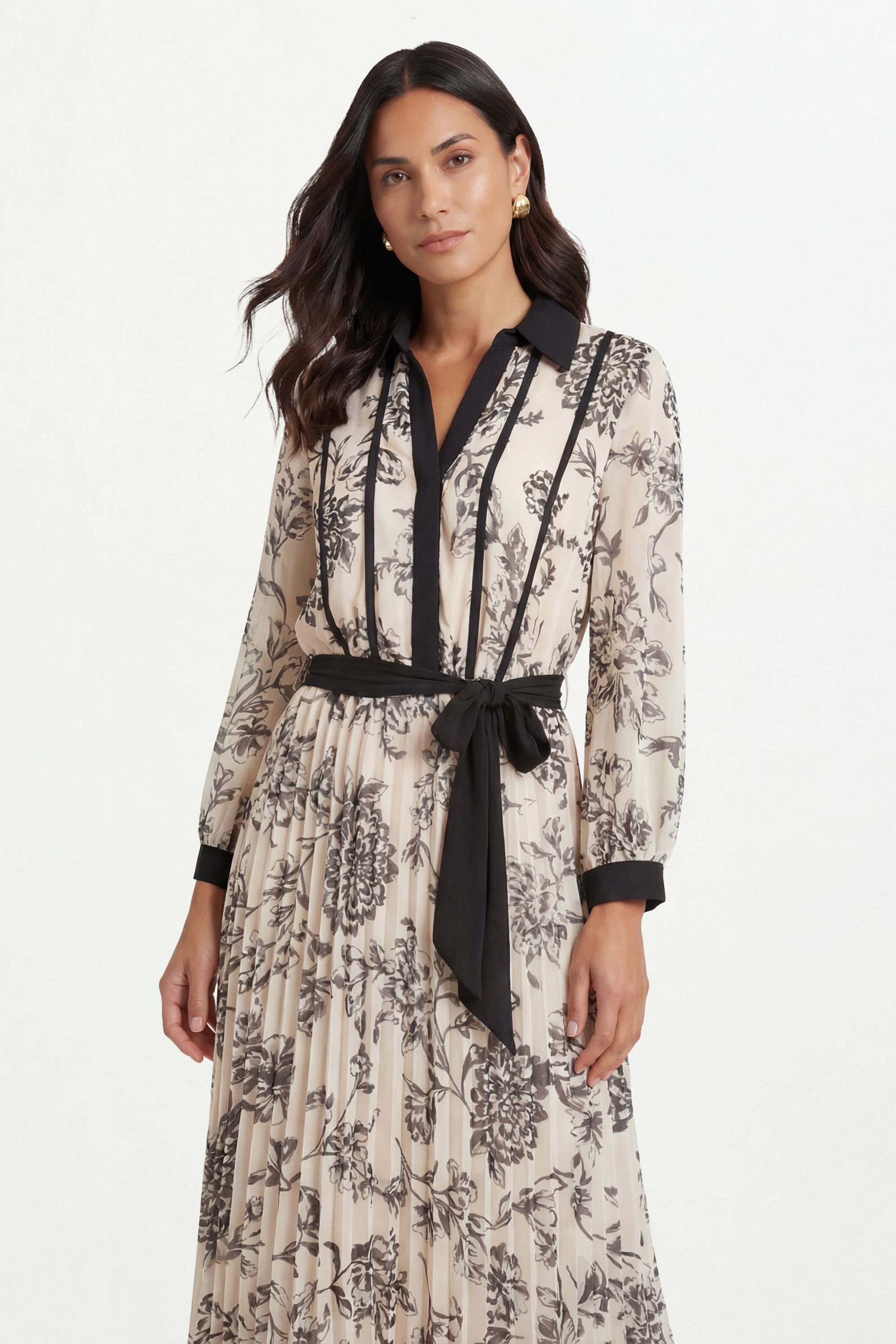 Wallis Wallis Women's Floral Contrast Pleated Midi Dress in Ivory - 4