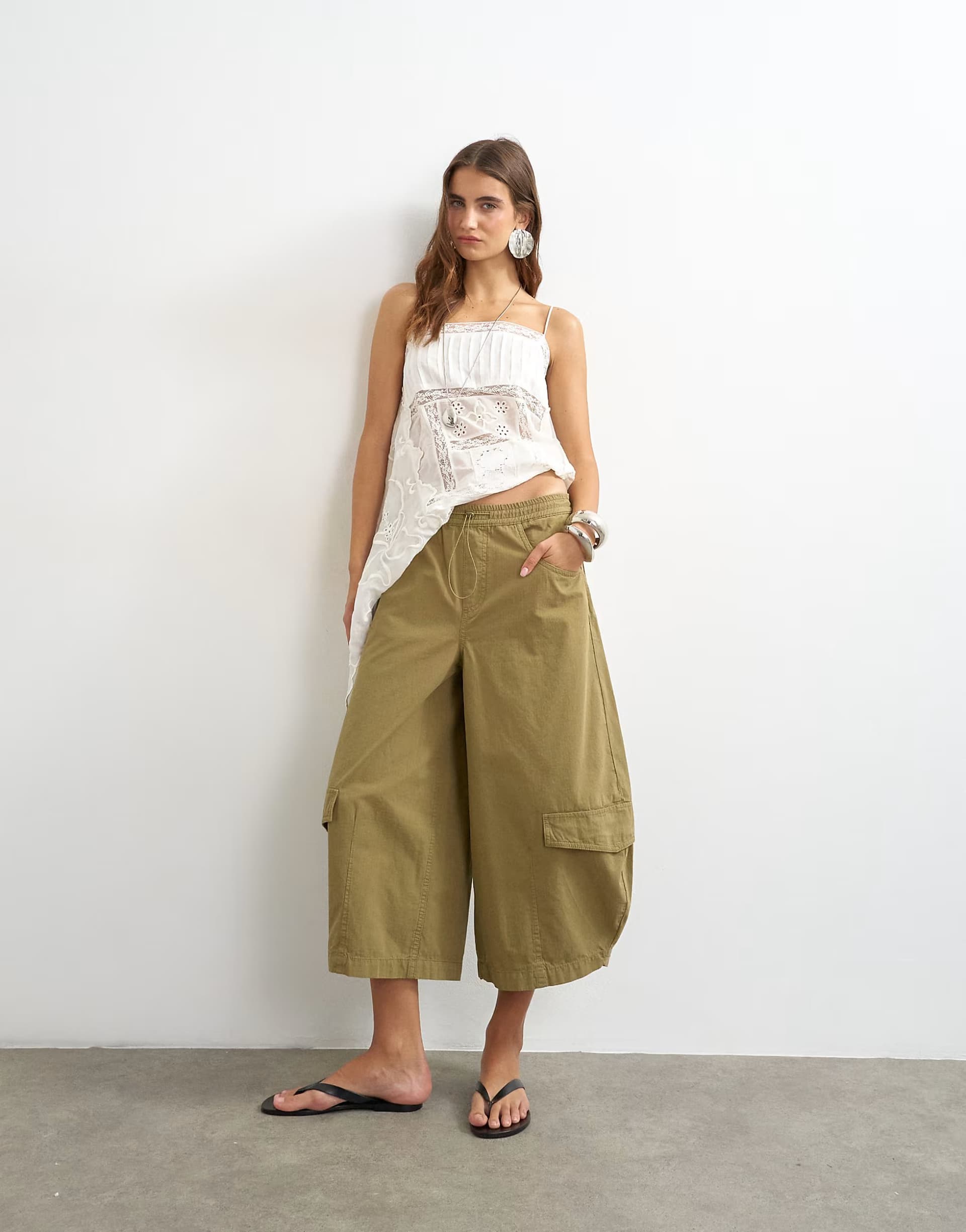 ASOS Topshop horseshoe cargo trouser in khaki