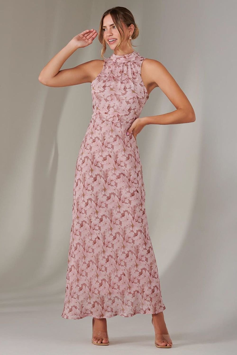 Jolie Moi Jolie Moi Women's Chiffon Maxi Dress in Light Pink - 4