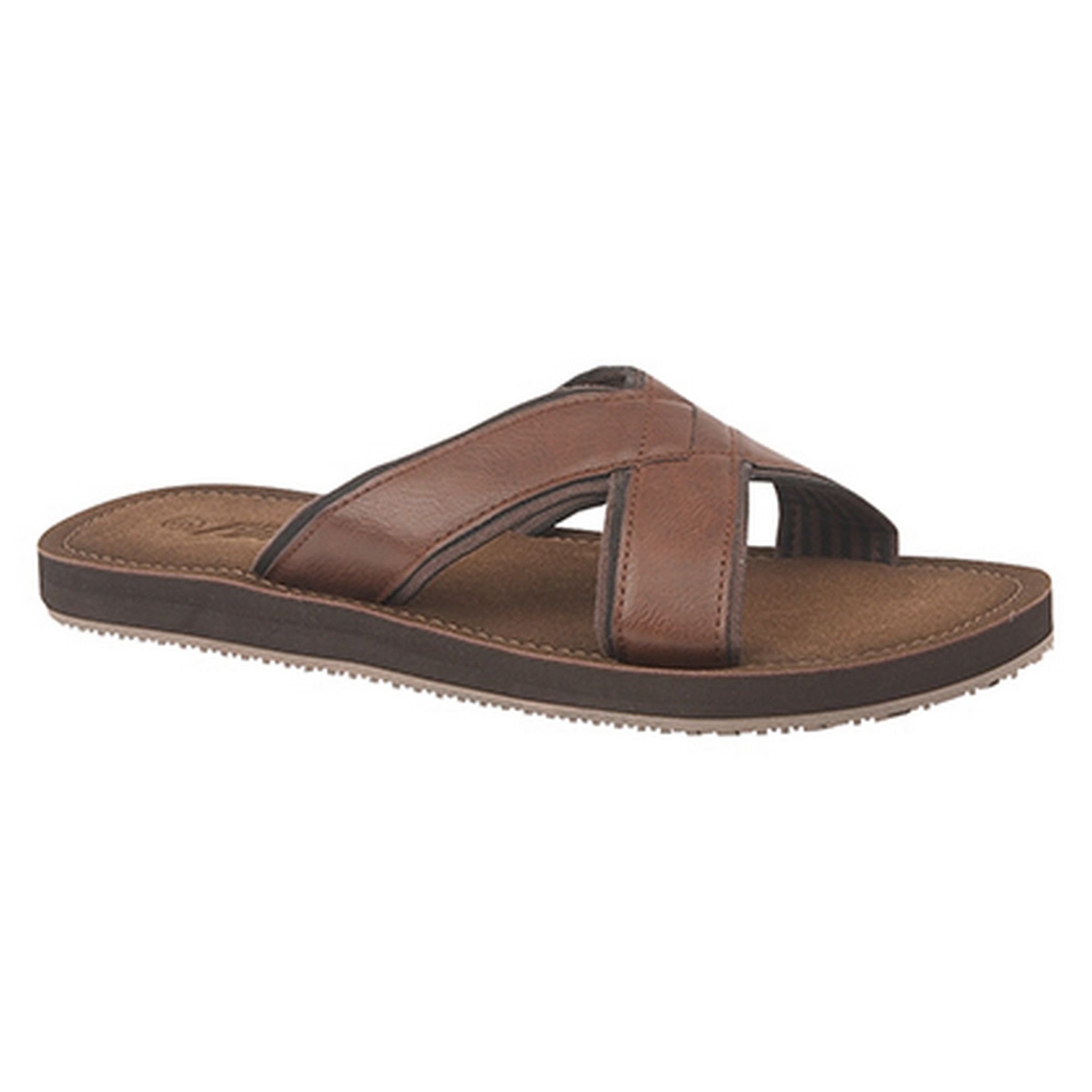 PDQ PDQ Men's Lightweight Crossover Mule Sandals in Brown - 1