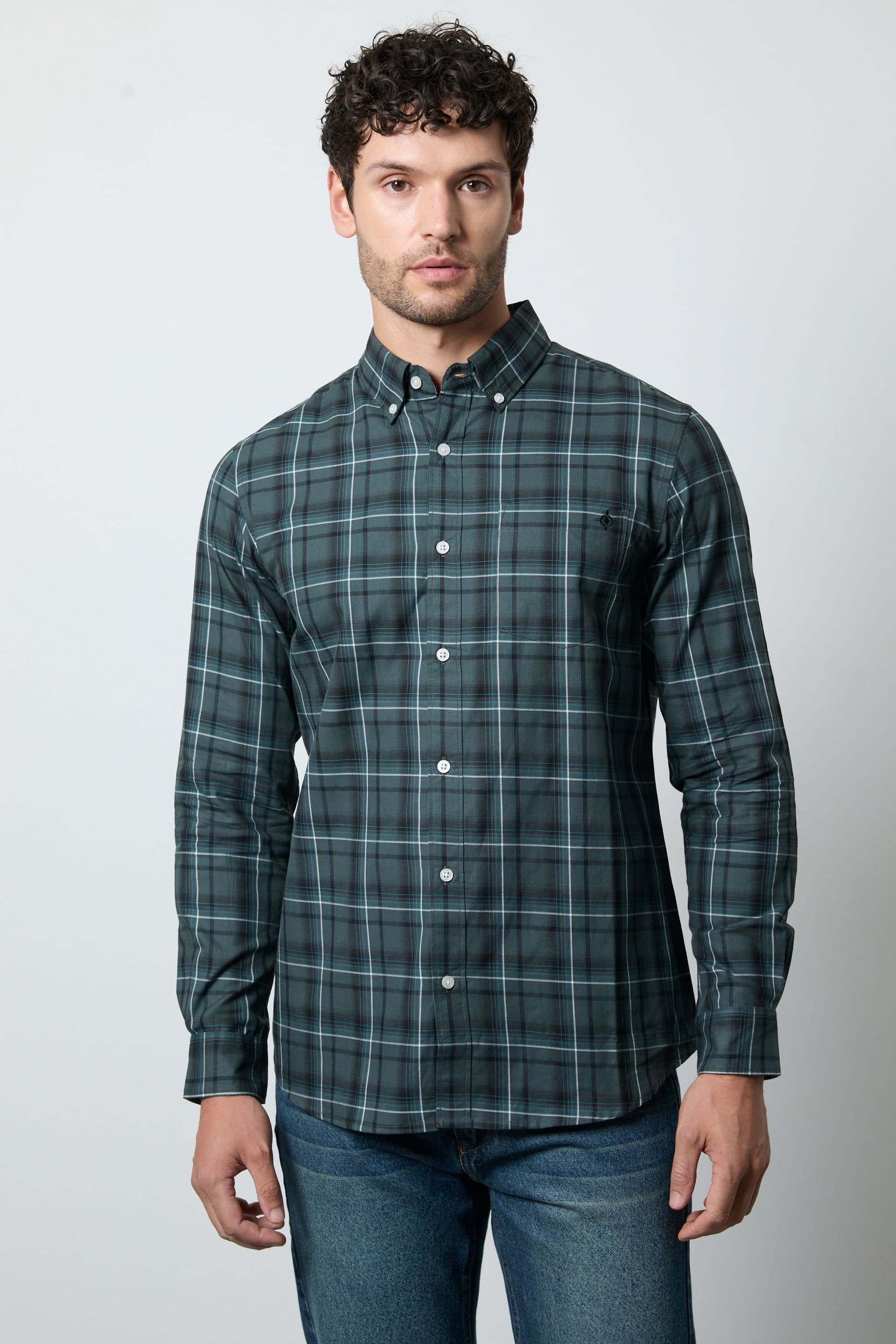 Maine Maine Men's Dark Green Check Long Sleeve Shirt