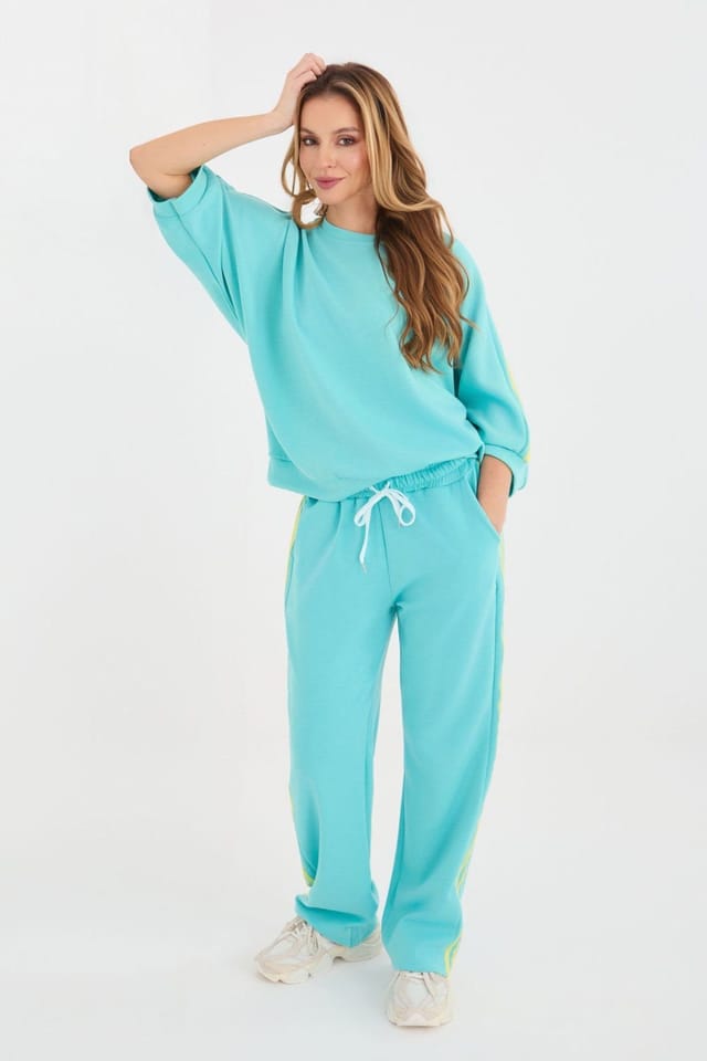 Love Lace Love Lace Women's Butter Soft Striped Hoodie & Pants Set in Aqua - 2