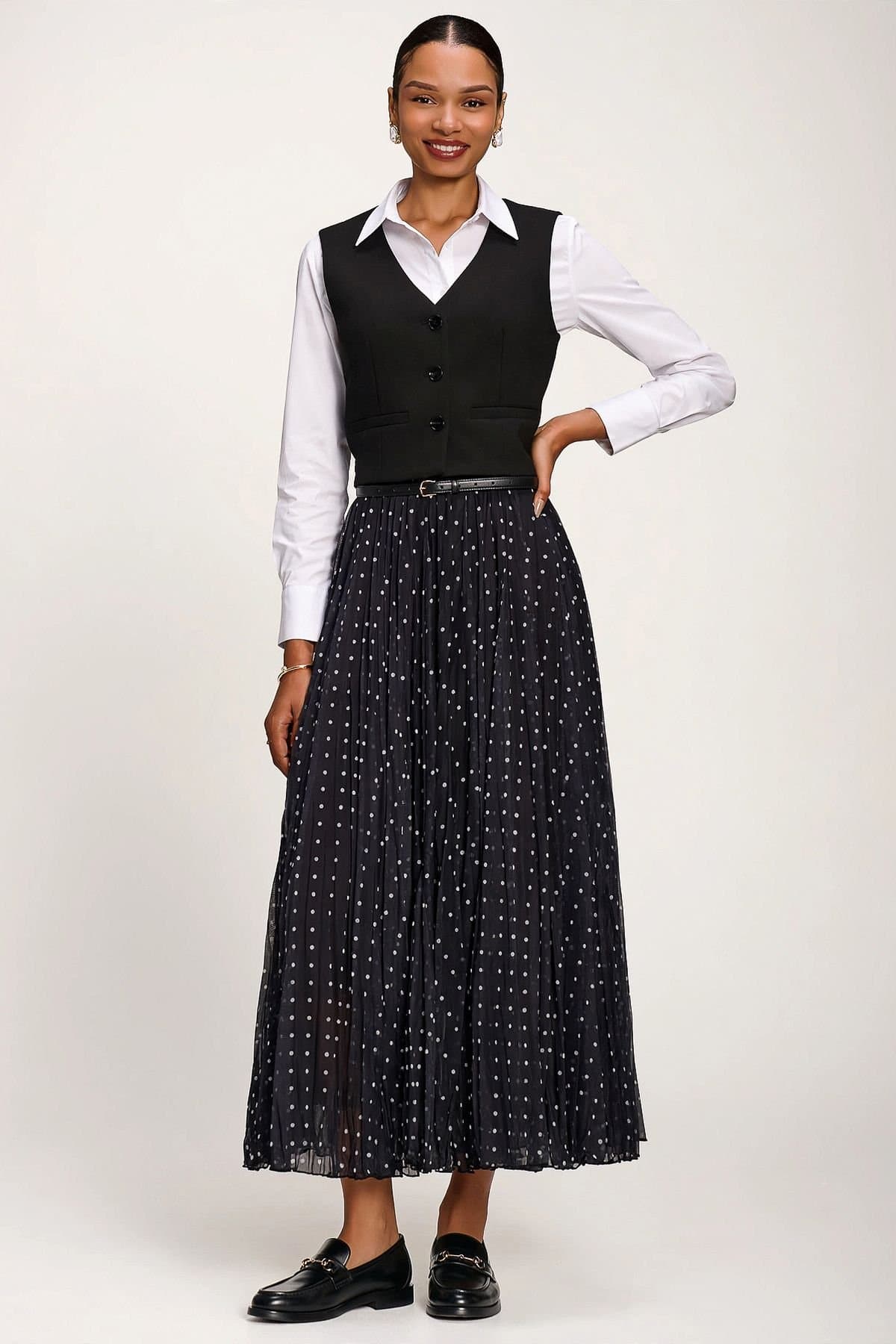 Jolie Moi Jolie Moi Women's Spotty Crinkle Mesh Maxi Skirt