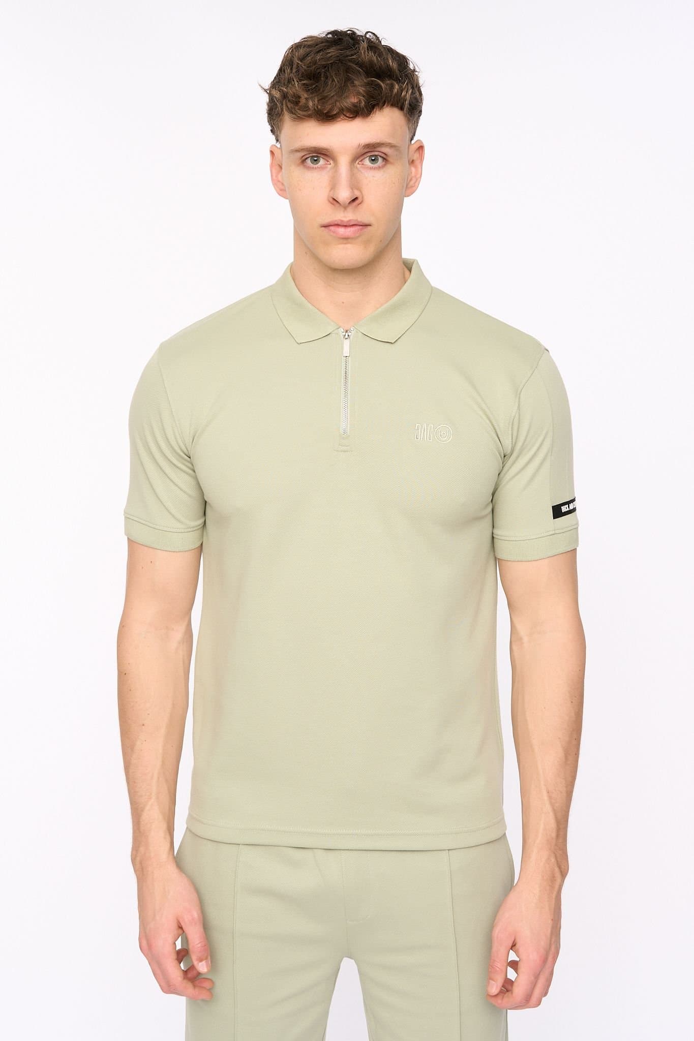 Duck&Cover Duck&Cover Men's Sherborn Smart Zip Polo with Sleeve Panels in Light Green