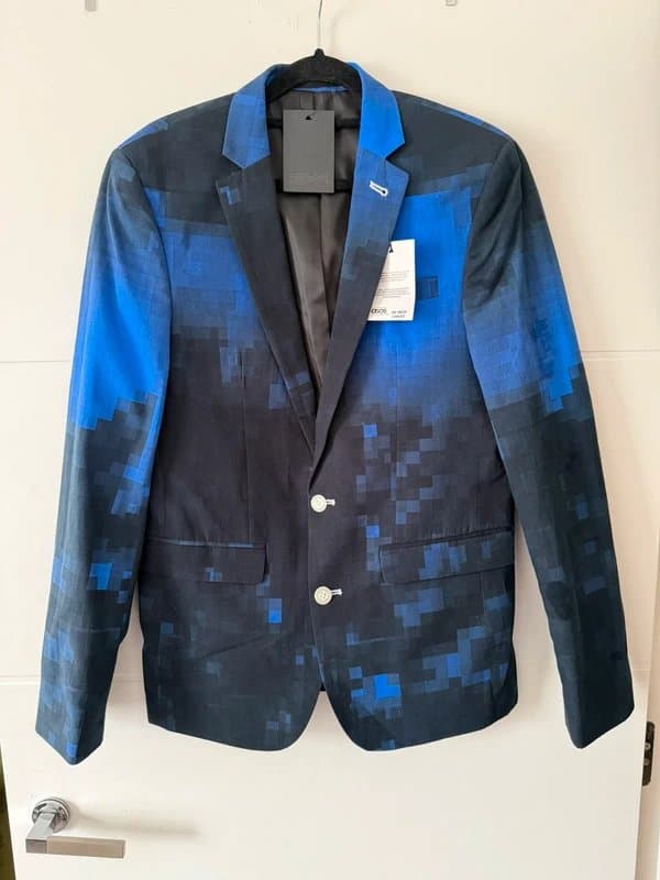 ASOS Brand New ASOS Suit – 40” Chest / 34” Waist – Blue & Black Pattern (Long Trousers)