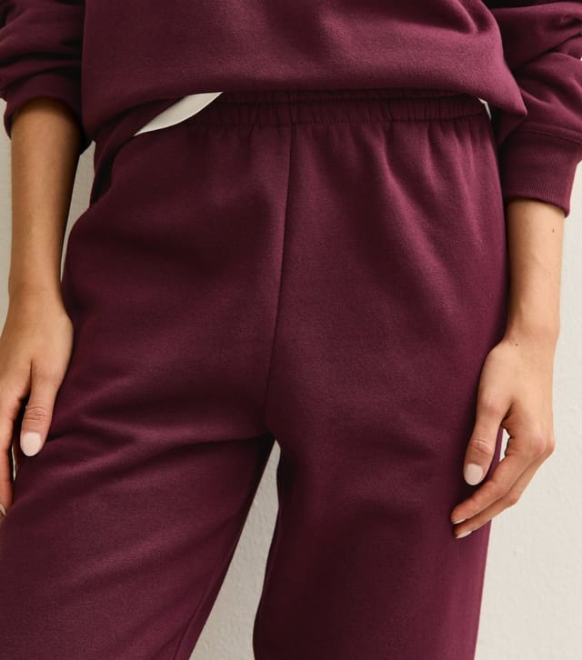 New Look Women's Dark Burgundy Elasticated Waist Wide Leg Joggers New Look - 2