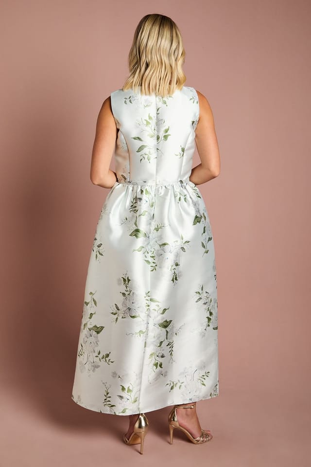 Coast Coast Women's Teen Twill Bow Floral Maxi Bridesmaid Dress in Sage - 3