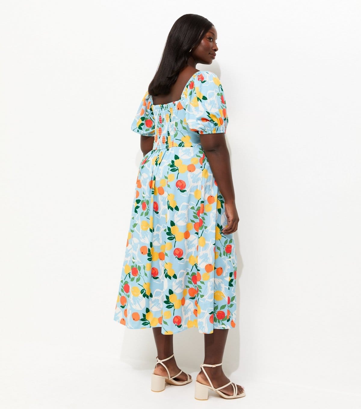 New Look Women's Plus Size Blue Fruit Print Crepe Midi Dress Curves New Look - 4
