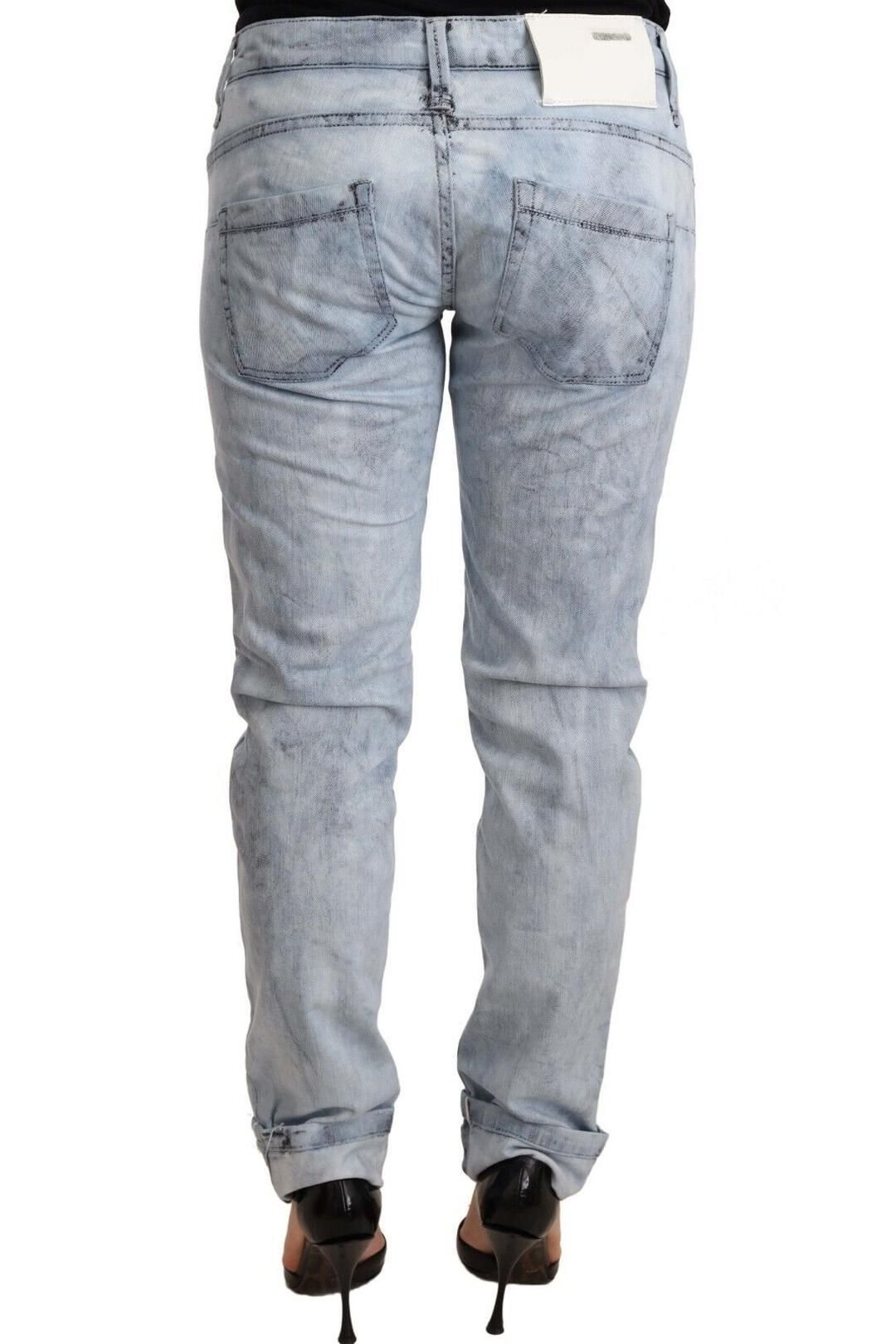 Acht Acht Women's Light Blue Washed Cotton Folded Hem Denim Trouser - 3