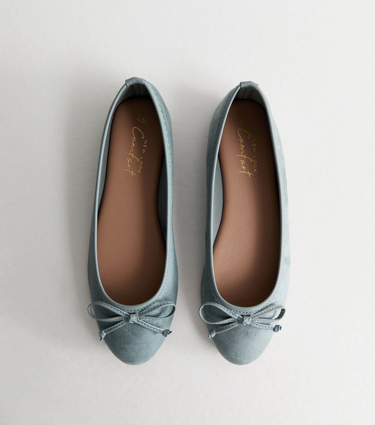 New Look Women's Light Blue Faux Suede Ballerina Pumps Vegan New Look - 1