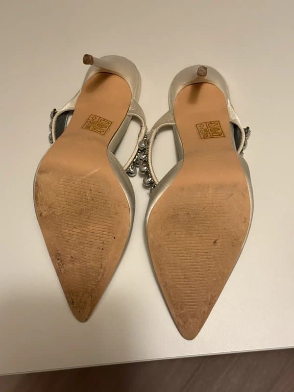 ASOS ASOS ivory satin embellished heeled mules size 4