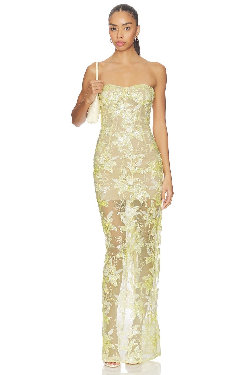 revolve Daffodil Sequin Dahlia Strapless Maxi Dress
