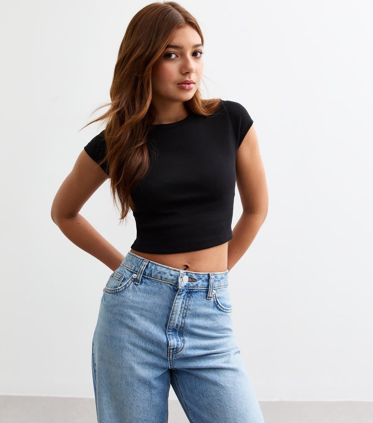 New Look New Look Black Stretch Jersey Crop Top