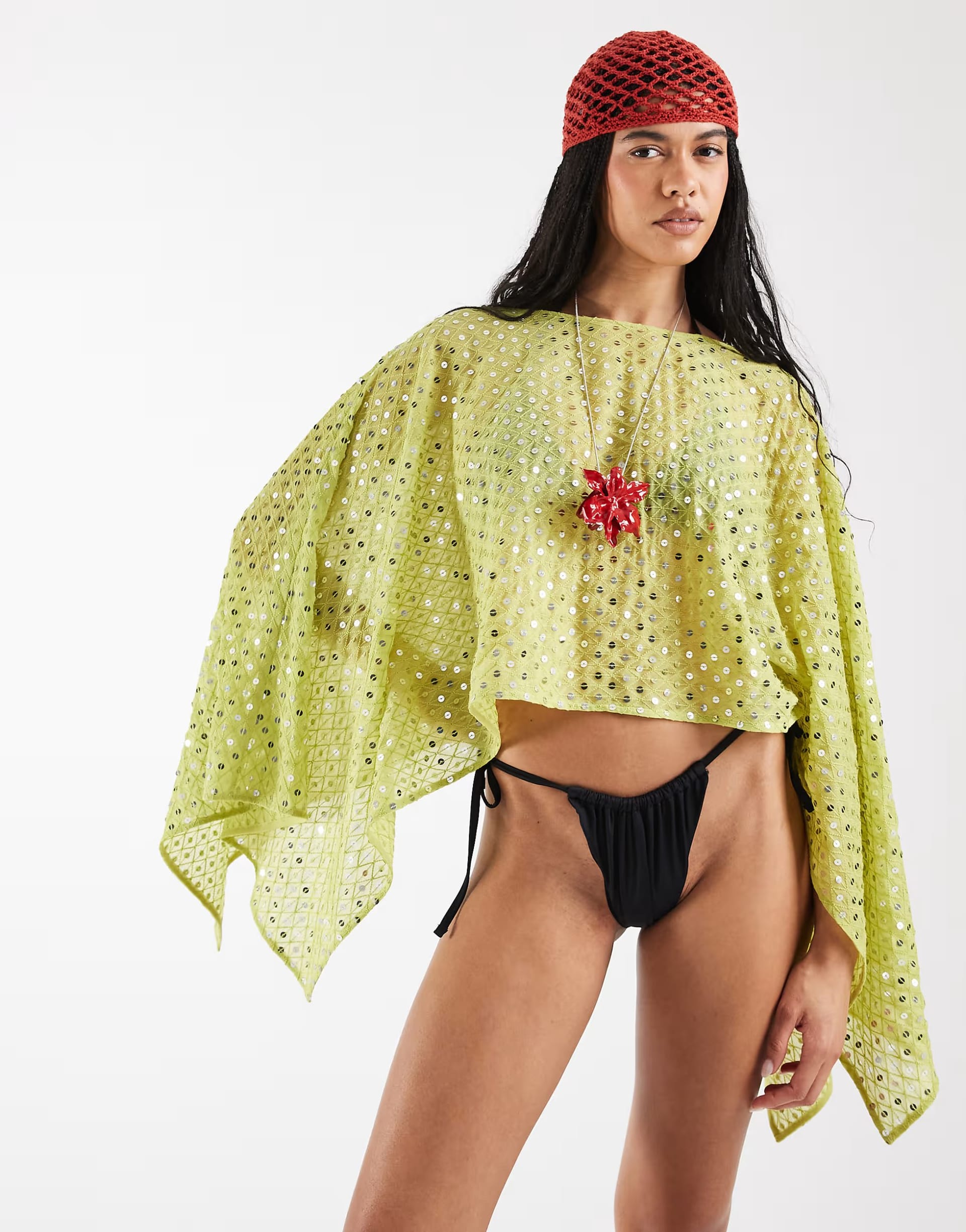 ASOS Green Sequin Beach Poncho