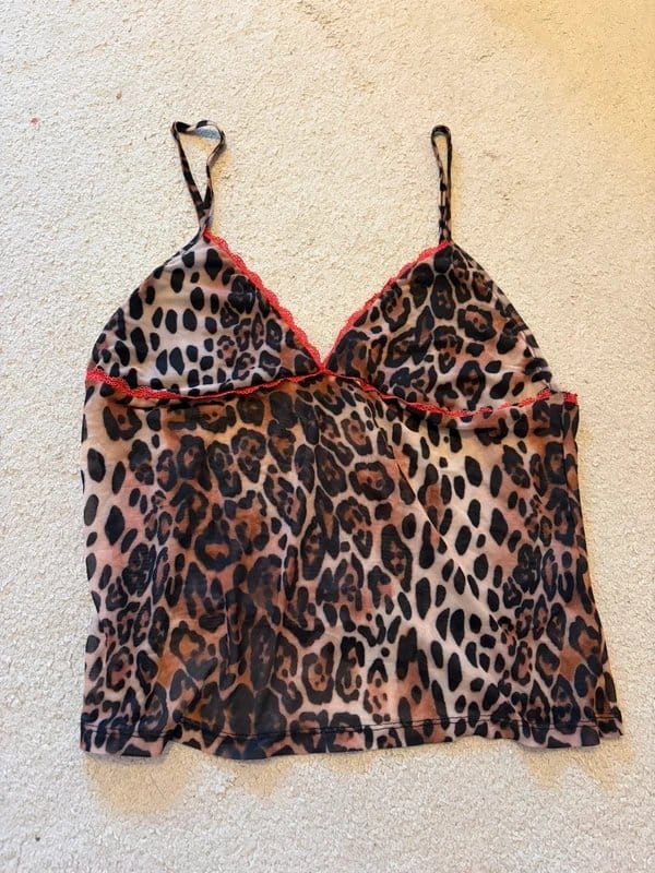 ASOS Leopard Print Cami Tank With Red Lace