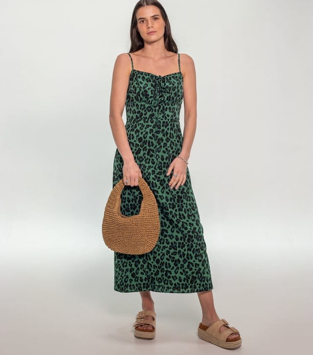 Sunshine Soul Women's Green Animal Print Strappy Midi Sundress Sunshine Soul New Look - 2
